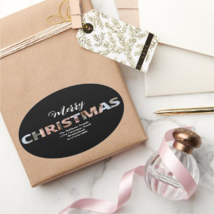 Upload uw foto in tekst Kerstmis Ovale Sticker