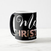 Upload uw foto in tekst Merry Christmas Magische Mok (Voorkant links)