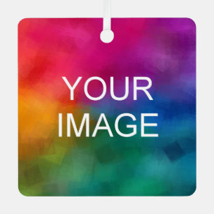 Upload uw foto Logo Dubbelzijdig Print Square Metalen Ornament