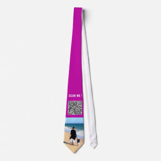 Upload uw foto nekband voeg QR-code scaninfo toe Stropdas (Voorkant)
