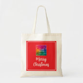 Upload uw foto of Logo vrolijk kerstscript Tote Bag (Voorkant)