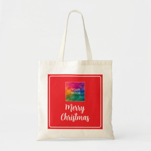 Upload uw foto of Logo vrolijk kerstscript Tote Bag