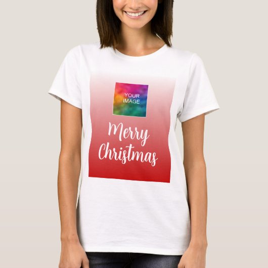 Upload uw foto of Logo Vrouwen Vrolijk Kerstfeest T-shirt (Voorkant)