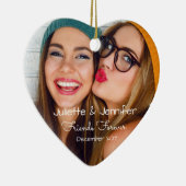 Upload uw foto | personaliseren met namen, data keramisch ornament (Rechts)
