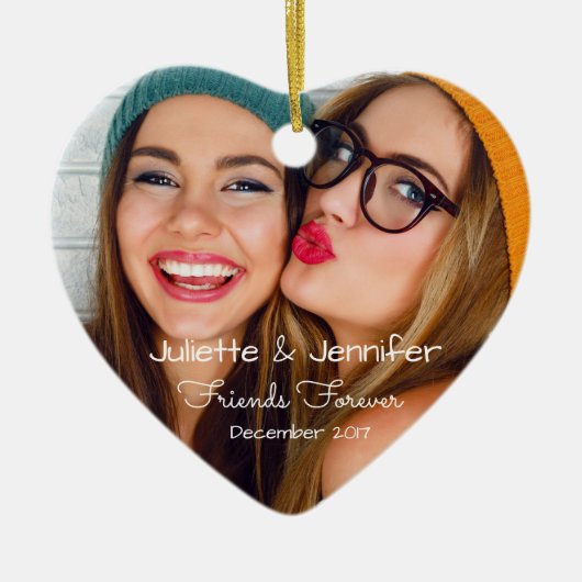 Upload uw foto | personaliseren met namen, data keramisch ornament (Voorkant)