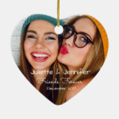 Upload uw foto | personaliseren met namen, data keramisch ornament (Achterkant)