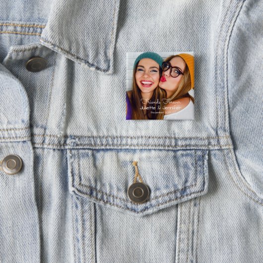 Upload uw foto | personaliseren met namen, data vierkante button 5,1 cm (In situ)