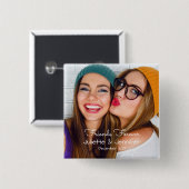 Upload uw foto | personaliseren met namen, data vierkante button 5,1 cm (Voorkant /achterkant)