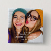 Upload uw foto | personaliseren met namen, data vierkante button 5,1 cm (Voorkant)