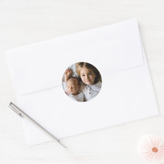 Upload uw foto ronde sticker (Envelop)