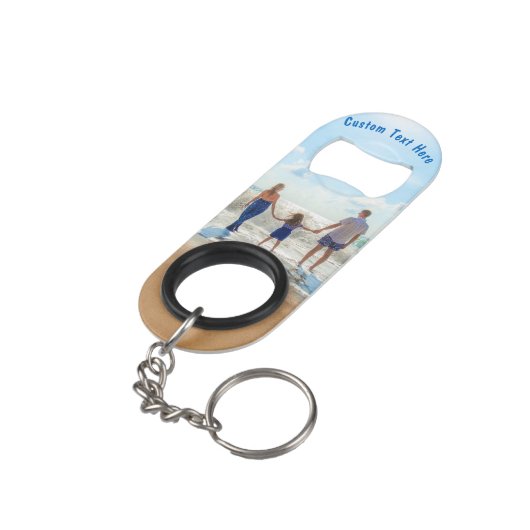 Upload Uw Foto Sleutelhanger Flesopener met Tekst Mini Flessenopener (Achterkant Gekanteld)