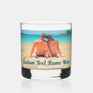 Upload Uw Foto Voeg Aangepaste Tekst Toe Gepersona Whisky Glas