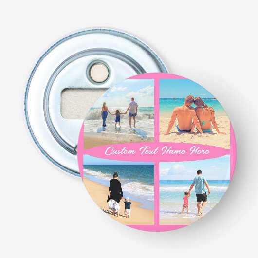 Upload Uw Fotocollage Flesopener Voeg Tekst Toe Button Flesopener (Voorkant)