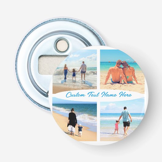 Upload Uw Fotocollage Flesopener Voeg Tekst Toe Button Flesopener (Voorkant)