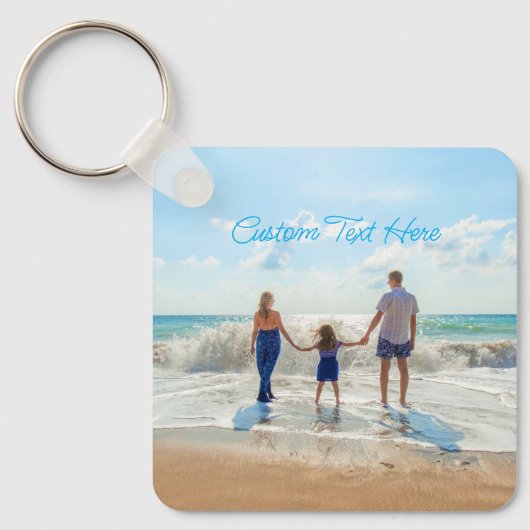 Upload uw fotohanger Geschenk Voeg aangepaste teks Sleutelhanger (Voorkant)