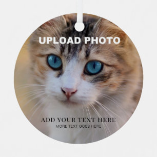 Upload uw huisdierhond foto naar dubbelzijdige cir metalen ornament
