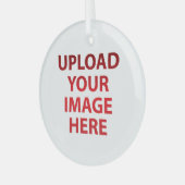 Upload Uw liefdes Afbeelding Foto Logo Glas Ornament (Voorkant links)