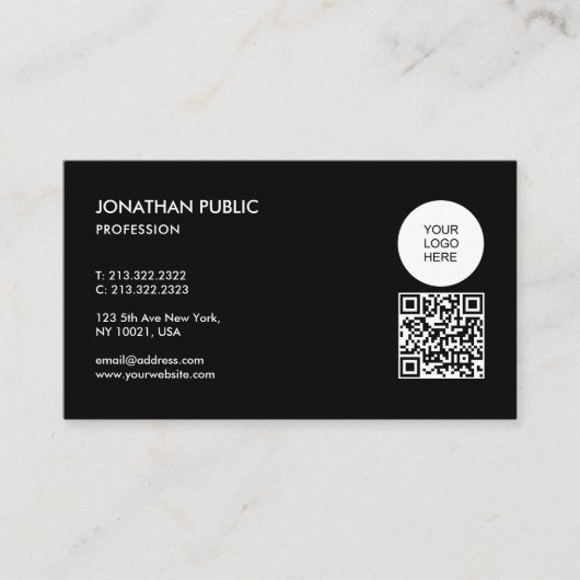 Upload uw logo aangepaste QR-code zwart-wit Visitekaartje (Voorkant)