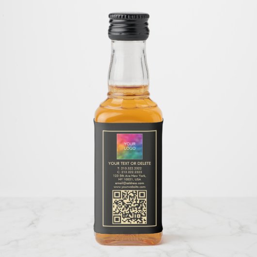 Upload uw Logo aangepaste tekst QR Code Mini Likeurfles Etiket (Voorkant)