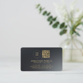 Upload uw Logo afgeronde hoek Zwart & Goud Visitekaartje (Staand voorkant)