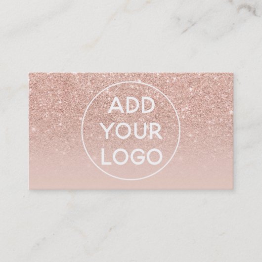Upload uw logo chic blush roos gold ombre visitekaartje (Voorkant)