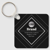 Upload uw logo en aanpasbaar tekstontwerp sleutelhanger (Voorkant)