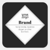 Upload uw logo en aanpasbaar tekstontwerp vierkante sticker (Voorkant)