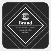Upload uw logo en aanpasbaar tekstontwerp vierkante sticker (Voorkant)