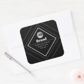 Upload uw logo en aanpasbaar tekstontwerp vierkante sticker (Envelop)