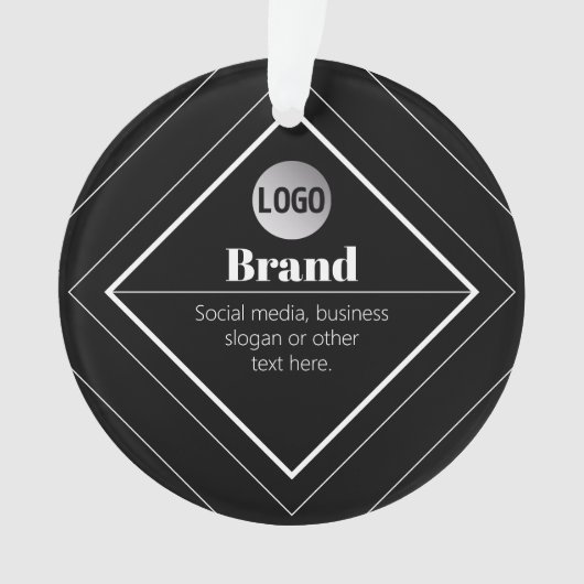 Upload uw logo en aanpasbare tekst ontwerp ornament (voorkant)