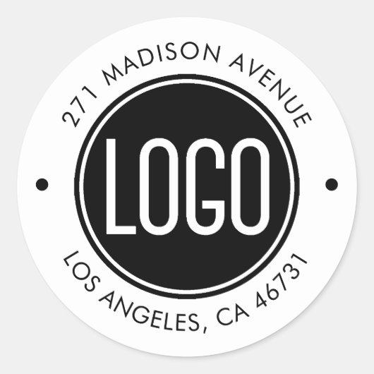 Upload Uw Logo en Adres van het Bedrijf Ronde Sticker (Voorkant)