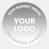 Upload uw logo | grijs & wit verloop ombre ronde sticker (Voorkant)