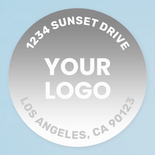 Upload uw logo | grijs & wit verloop ombre ronde sticker