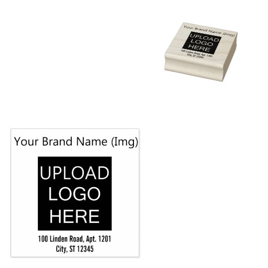 Upload uw Logo + merknaam Afbeeldingen + adres Rubberstempel (Gestempeld)
