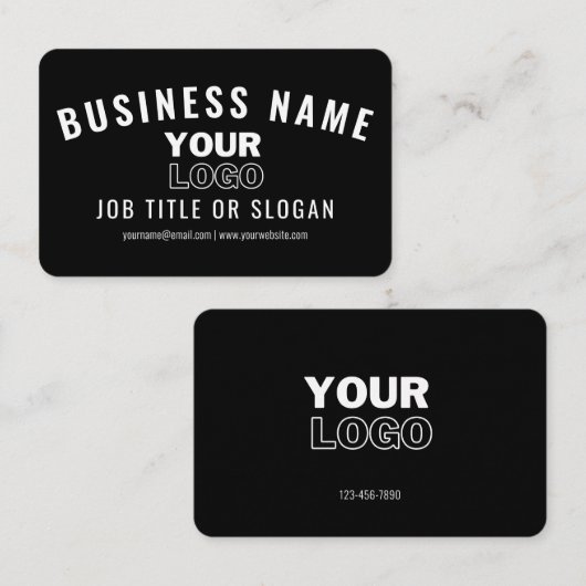 Upload uw Logo | Modern Zwart-wit (bewerkbaar) Visitekaartje (Voorkant / Achterkant)