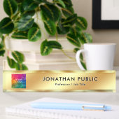 Upload uw logo professioneel elegant goud naambordje