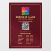 Upload uw logo QR-code sjabloon openingsuren  Raamsticker (Vel)