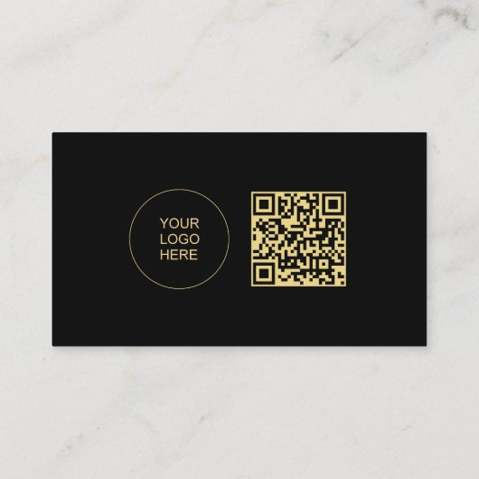 Upload uw Logo Sjabloon QR-code Zwart & Goud Visitekaartje (Achterkant)