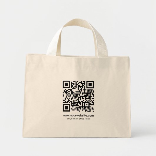 Upload uw Logo Sjabloon website adres QR code Mini Tote Bag (Voorkant)