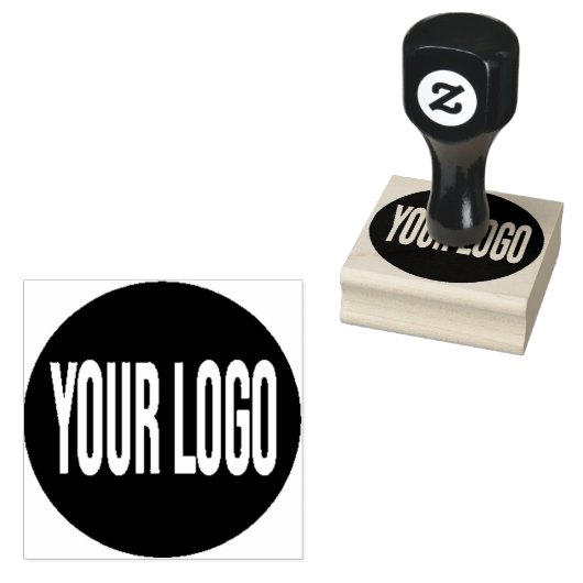 Upload uw Logo, vierkant rondewerk Logo Rubberstempel (Gestempeld)