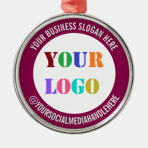 Upload uw logo Voeg tekst sociale media promotione Metalen Ornament