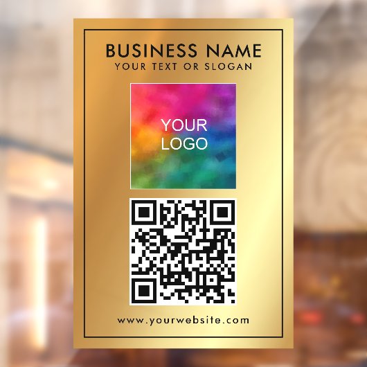 Upload uw logo Voeg tekst toe QR-code sjabloon Gou Raamsticker (Vel 2)