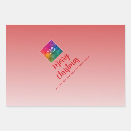 Upload uw Logo Vrolijk Kerstrood Wit Inpakpapier Vel (Voorkant 3)