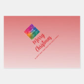 Upload uw Logo Vrolijk Kerstrood Wit Inpakpapier Vel (Voorkant 2)
