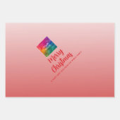 Upload uw Logo Vrolijk Kerstrood Wit Inpakpapier Vel (Voorkant)