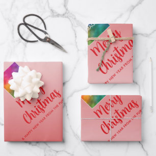 Upload uw Logo Vrolijk Kerstrood Wit Inpakpapier Vel