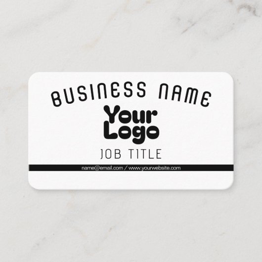 Upload uw Logo | Wit & Zwart (bewerkbaar) Visitekaartje (Voorkant)