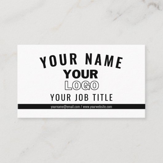 Upload uw Logo | Wit & Zwart (bewerkbaar) Visitekaartje (Voorkant)