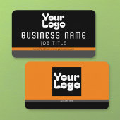 Upload uw Logo | Zwart Grijs & Sinaasappel (bewerk Visitekaartje