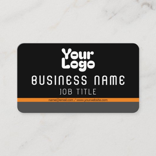 Upload uw Logo | Zwart Grijs & Sinaasappel (bewerk Visitekaartje (Voorkant)